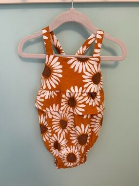 Carter's Orange and White Sunflower Romper